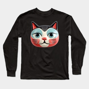 Retro Kitschy Cat Heads Long Sleeve T-Shirt